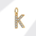 Golden letter K pendant with sparkling zircon stones for DIY necklace jewelry - Gold (Letter K)