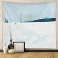 Bohemian winter snow scene tapestry art hanging on light wall for room decor - Design CX0327-13