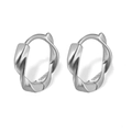 Minimalist 925 sterling silver Mobius stud earrings with a twisted silver finish - 925 Silver / White Gold