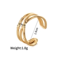 Minimalist 18k gold plated stainless steel open ring with 1.9cm geometric layered design - Style K (Multi-layer Hollow)
