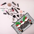 Trousse de maquillage de Noël avec gnomes et camion sur fond gris dégradé élégant - Lutins en Camion (HZB02-2)