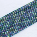 Strands of 2mm rainbow faceted crystal glass beads with electroplated iridescent finish - 2mm (Approx. 210 Beads per Strand) / Purple Green AB