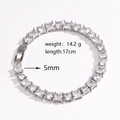 Iced out tennis bracelet for men and women featuring 5mm cubic zirconia in silver finish - White Gold
