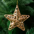Set of 4 golden hollow star ornaments for Christmas tree decoration with 9cm diameter - Gold Star (4 Pack)