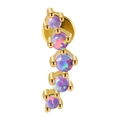 Gold curved labret stud featuring five round iridescent opals on a white background - 1.2x6mm / Gold-OP38 Opal Curved