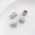 Set of four silver-plated hollow butterfly charms with white zircon for jewelry making - 9# Hollow Butterfly / 10x8mm / White Gold