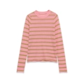 Jersey de punto de manga larga a rayas rosa y amarillo con cuello redondo fondo blanco - S / Rayas Rosa Amarillo Verde