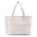 Off-white quilted nylon tote bag with multiple compartments and side pockets - Off White