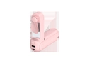 Pink portable folding fan with integrated power bank and makeup mirror features - Pink