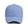 Classic washed blue cotton baseball cap with six-panel structure and curved brim - Lake Blue