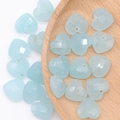 Faceted light blue natural stone heart pendants for DIY jewelry making and bracelet beads - Single Piece / Synthetic Blue Jade