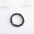 Adjustable 8mm beaded bracelet for men featuring black lava rock and spotted snow stones - 10mm Beads/Perimeter 18-24cm / 10mm Snowflake Obsidian