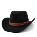 Klassieke zwarte cowboyhoed met bruine lederen band en metalen studs voor outdoor - M(56-58cm) / Zwart
