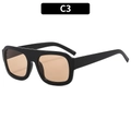 Gafas de sol cuadradas de moda con montura negra, lentes ámbar y diseño vintage de gran tamaño - Marco Negro Lentes de Té Claro