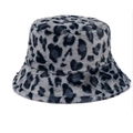 Bob d'hiver en fausse fourrure avec motif léopard gris et noir élégant - 57-58cm (Ajustable) / Léopard Gris Foncé