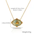 Ocean style oval gold stainless steel necklace featuring blue shell inlay and scallop charm - Teal Scallop Necklace