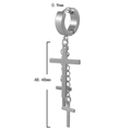 Dettaglio orecchino a cerchio con croce argento con misure di lunghezza 48,48mm e spessore - Catena Croce