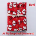 A6 Japanese style red fabric ledger binder with lucky cat pattern and cord closure - Red Tie-up Style (Cover Only)