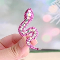 Snake brooch with pink and clear crystals set in silver alloy finish - Light Purple Red