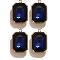 Pack of four rectangular dark blue crystal pendants with gold-plated stainless steel frames - Rectangle / Dark Blue