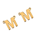 Pendentif lettre M en acier inoxydable plaqué or 18k pour création bijoux DIY - Or - Lettre M / Ensemble de 20 Pièces