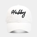 Berretto da baseball in cotone bianco con ricamo Hubby, cappello da sole per coppie - Regolabile / Hubby Bianco