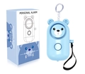 Light blue bear personal alarm 130dB with LED light and keychain on white background - Blue