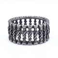 Gothic vintage stainless steel ring with bone column design and oxidized silver finish - Antique Silver / US 7