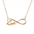 Dettaglio macro della collana dorata con pendente infinito Love e catena a O lucida - Oro rosa