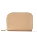 Portafoglio beige RFID in pelle litchi con cerniera dorata e scomparti multipli - Cachi