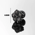 Retro five-petal flower stud earring in oxidized black finish measuring 0.99cm - Vintage Flower Style (S352) / 0.99CM