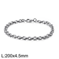 Silver stainless steel O-chain bracelet with lobster clasp, 200mm long and 4.5mm wide - Silver (KB113955-Z)