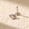 Sterling silver constellation letter N ear stud with zircon inlay and flat back - Silver (Capricorn)