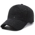 Casquette de baseball noire en coton avec motif losanges en strass et design de lettres - Noir