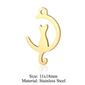 Golden stainless steel cat silhouette pendant 11x18mm charm for DIY jewelry making - Sitting Cat / Gold