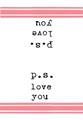 Absorbent Valentine's dish towel featuring p.s. love you print and pink stripes - p.s. love you Pink Line Design(MB1-30)