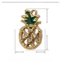 Golden pineapple charm made of stainless steel with green enamel and shiny rhinestones - YE461-Gold Pineapple