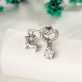 Orecchino a spilla d'argento con ciondoli a forma di cane, cuore e stella - A1058-Spilla a Cuore (Pezzo Singolo)
