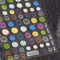 5D colorful smiley face nail art decals with vibrant assorted icons on transparent backing - Multi-colored Happy Face - Flat (TS-496)