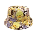Detailed close-up of children's bucket hat featuring vibrant cartoon animal print motifs - 52-54cm / 3# Yellow Cartoon Animal