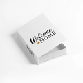 White minimalist Welcome HOME decorative storage box with golden heart and foldable lid - Storage FH-12