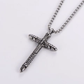 Collana con pendente a croce in acciaio inossidabile stile punk con design a proiettile - Color acciaio (Solo ciondolo)