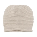 Gorro de punto minimalista para mujer en color avena con diseño de borde enrollado - M (56-58cm) / Beige