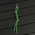 Detail of green nylon braided rope charm with reflective silk and silver metal carabiner - Dark Green