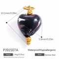 Wasserdichter Herzanhänger aus dunklem Glas und 18k vergoldetem Edelstahl - Edelstahl Bernstein Herz Anhänger (PJ91507A)
