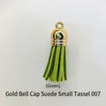 Pendentif gland en daim vert avec calotte dorée pour bijoux en résine DIY 007 - Pompon Style 7 Vert