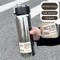 Smoky grey 750ml portable plastic sports water cup with one-hand open lid and handle - Smoke Grey (Large Grey Glass)