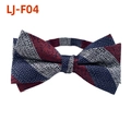 Men's navy and burgundy striped pre-tied bowtie with adjustable neck strap - Blue Red White Stripe