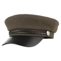 Gorra militar clásica verde militar con visera de cuero negro y detalle de cordón fino - M (56-58cm) / Verde Militar