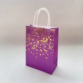 Purple kraft gift bag with gold heart foil stamping and white paper rope handles - Purple Single-Sided Bronzing Heart